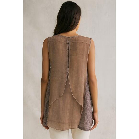 Gimmicks by BKE sleeveless lace panel top embroidered sequins romantic boho L - Picture 2 of 11